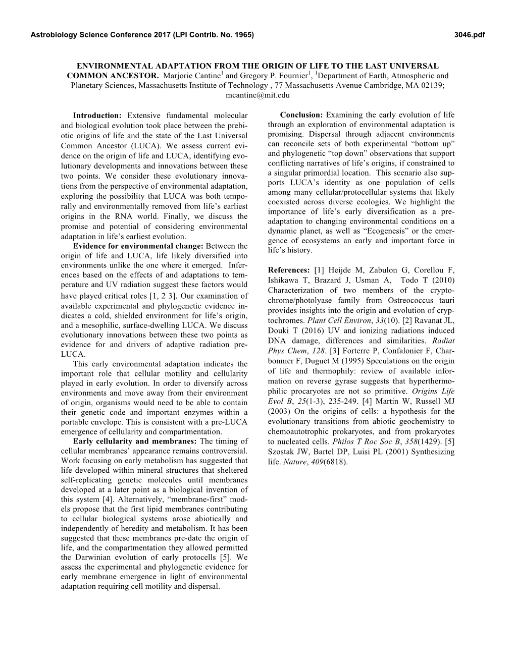 Environmental Adaptation from the Origin of Life to the Last Universal Common Ancestor