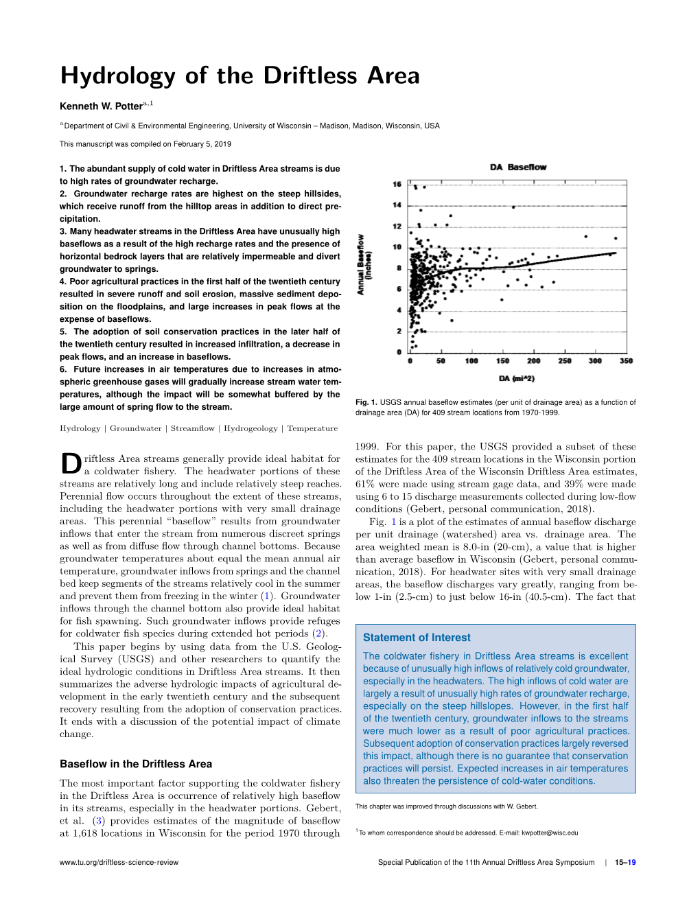 Hydrology of the Driftless Area