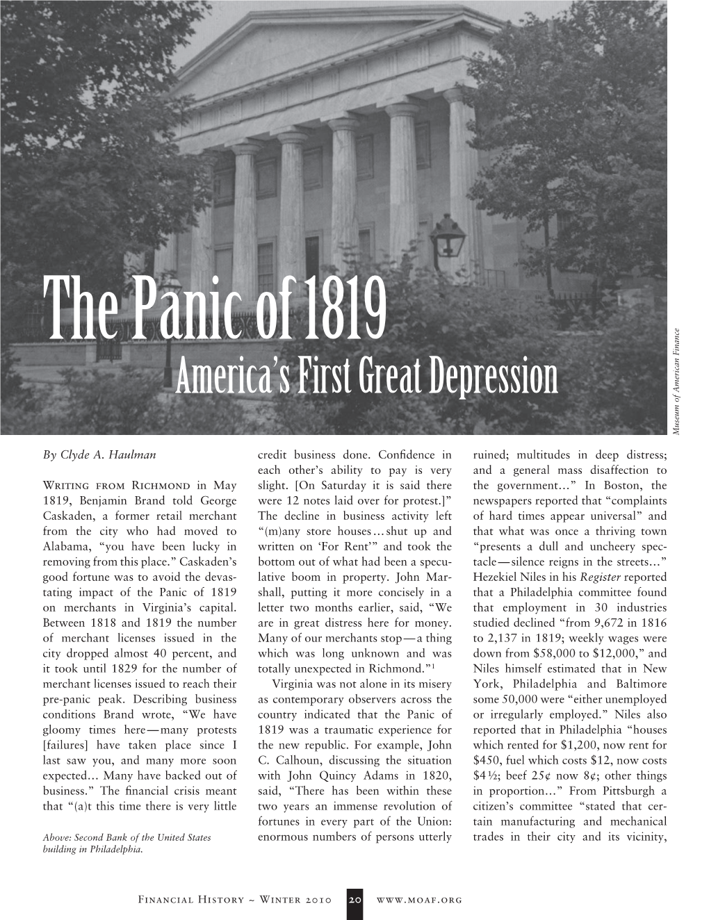 The Panic of 1819: America's First Great Depression