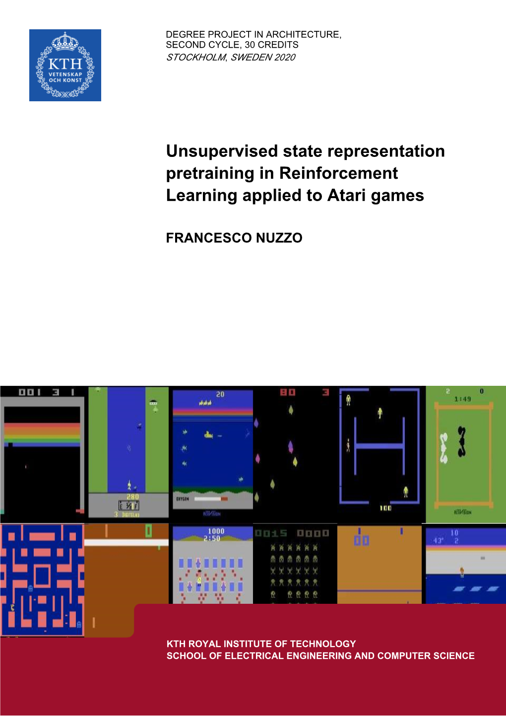 Unsupervised State Representation Pretraining in Reinforcement Learning Applied to Atari Games