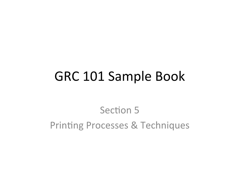 GRC 101 Sample Book