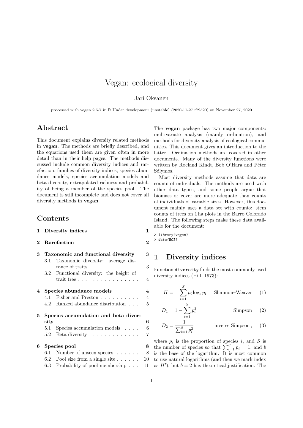 Vegan: Ecological Diversity