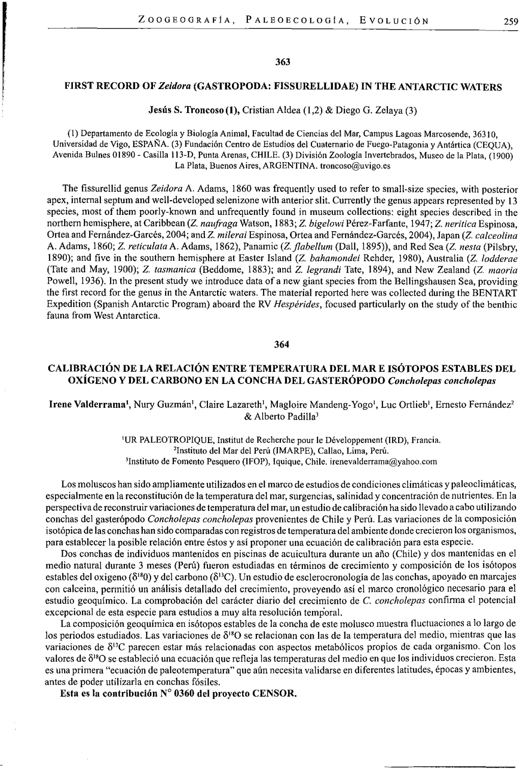 Calibracion De La Relacion Entre Temperatura Del Mar E Isostopos