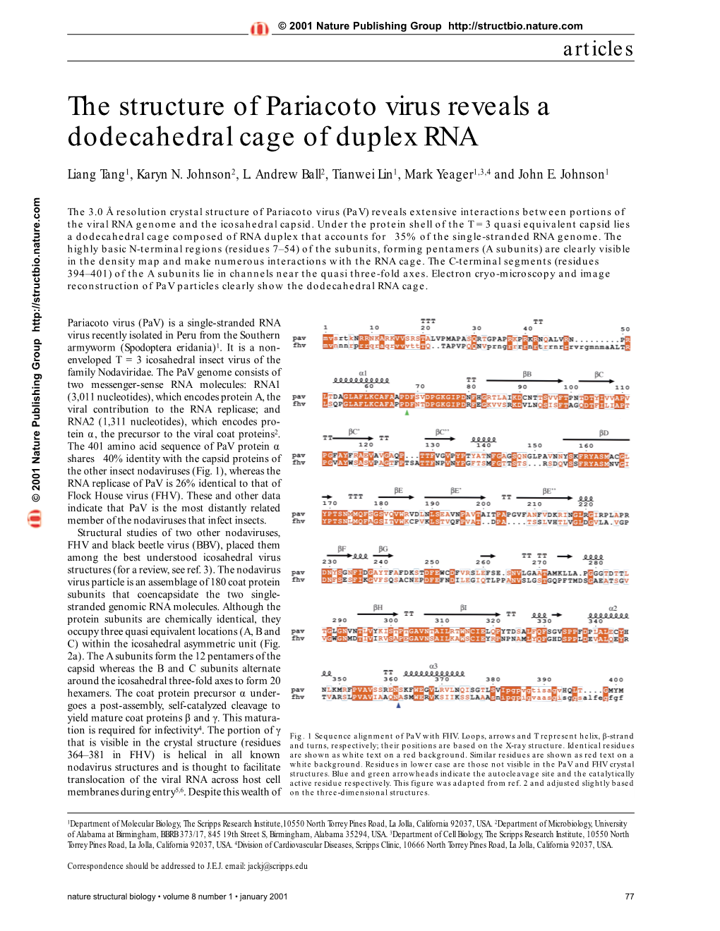 The Structure of Pariacoto Virus Reveals a Dodecahedral Cage of Duplex RNA