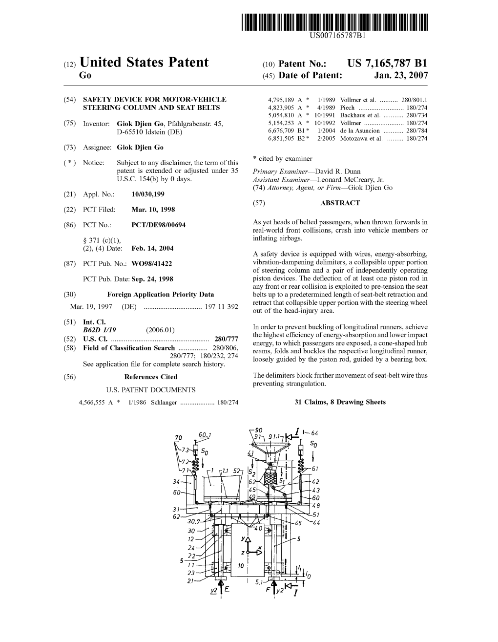 (12) United States Patent (10) Patent No.: US 7,165,787 B1 G0 (45) Date of Patent: Jan