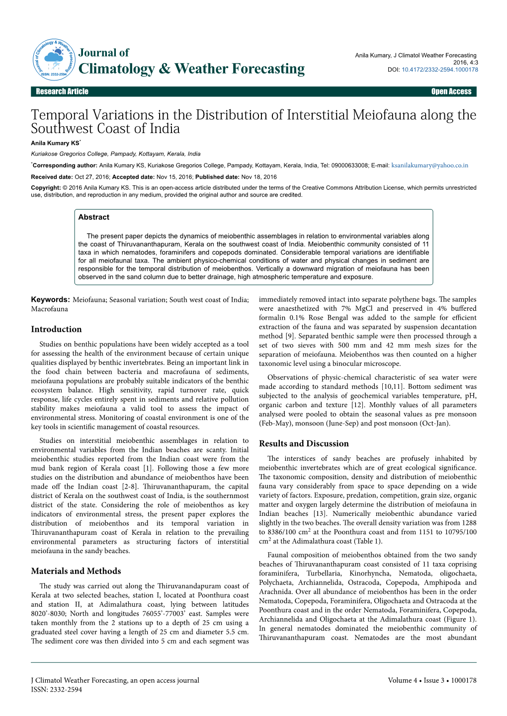 Temporal Variations in the Distribution of Interstitial Meiofauna Along The