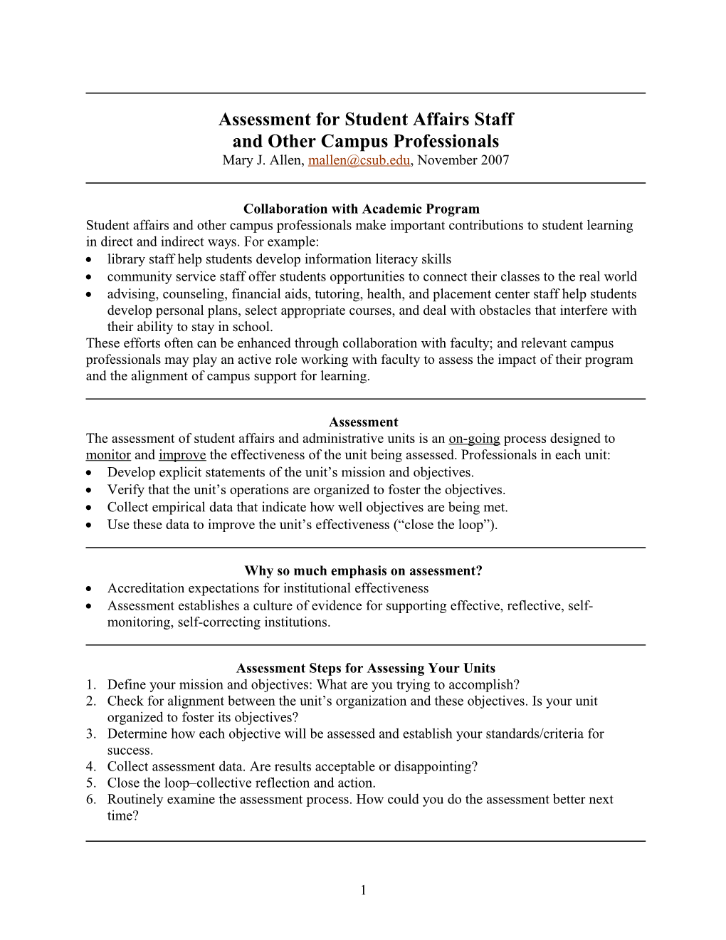 Assessment in a Learner-Centered Institution