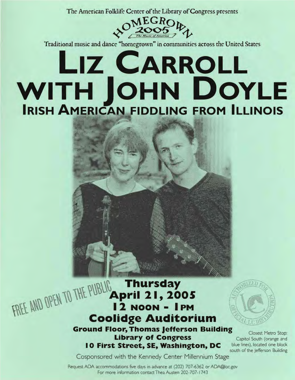 Liz Carroll with John Doyle Event Flyer