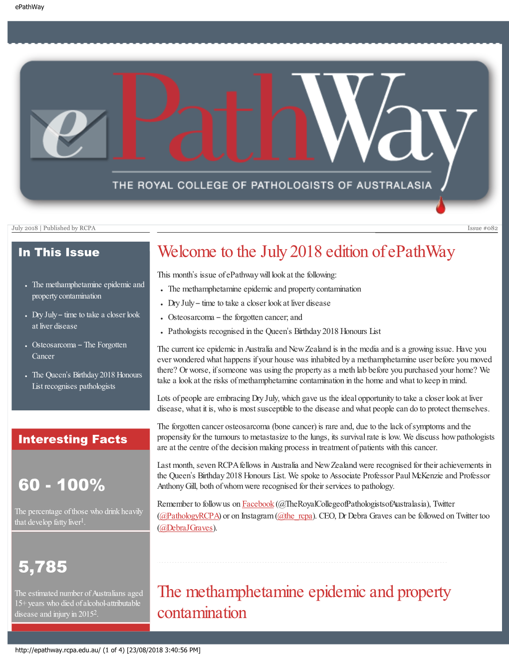 The July 2018 Edition of Epathway the Methamphetamine Epidemic and Property Contamination