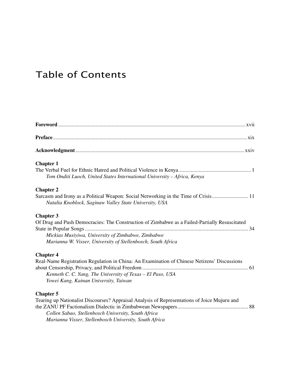 Table of Contents