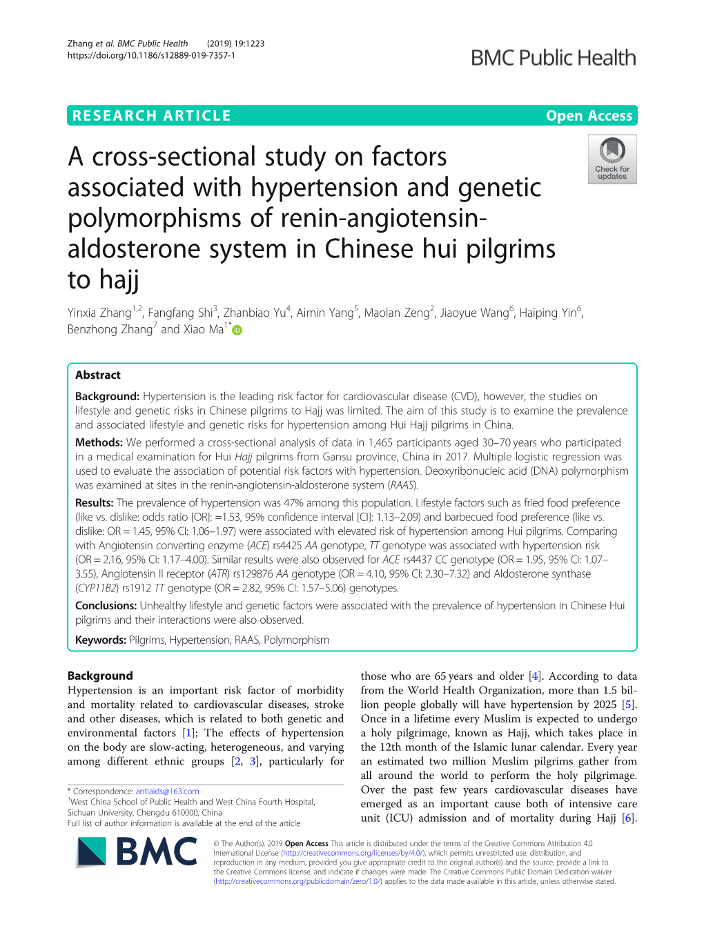 A Cross-Sectional Study on Factors Associated with Hypertension And