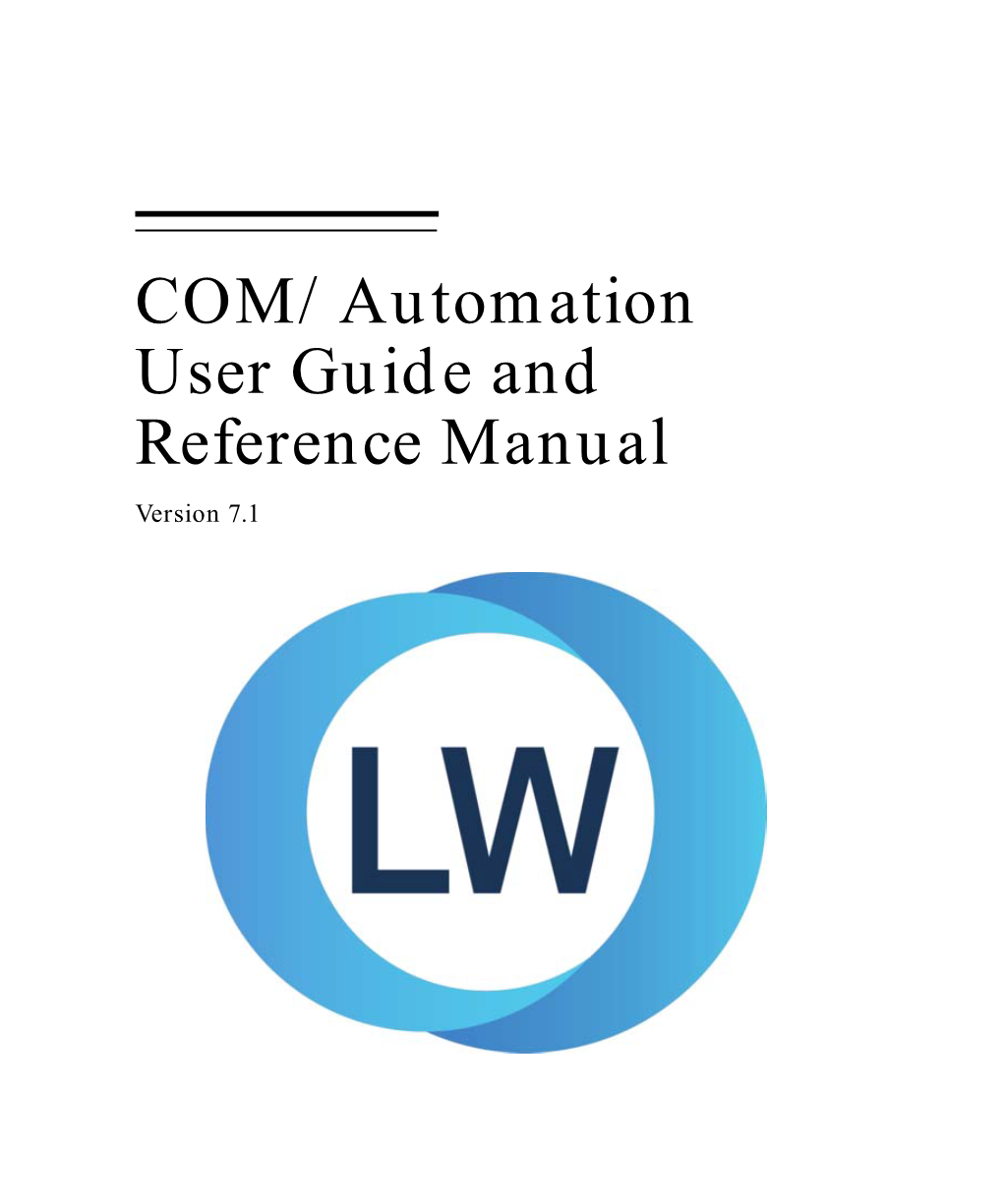 COM/Automation User Guide and Reference Manual