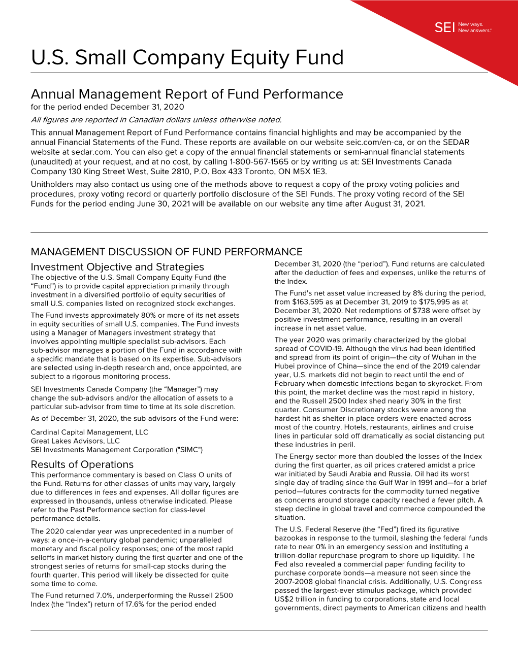 US Small Company Equity Fund