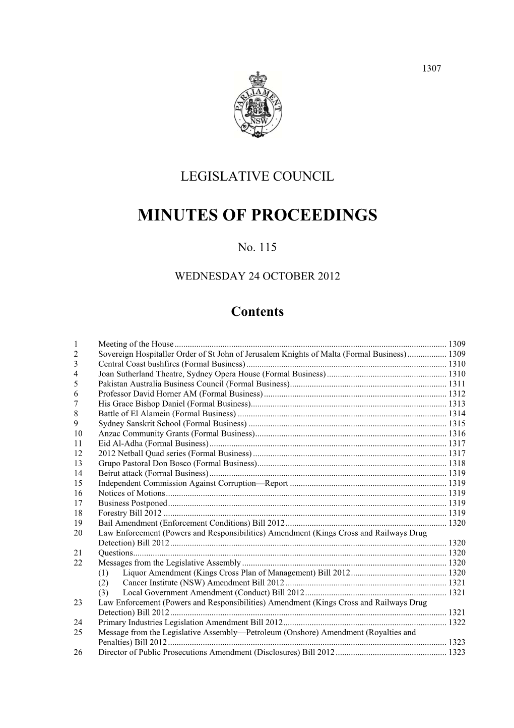 Minutes of Proceedings