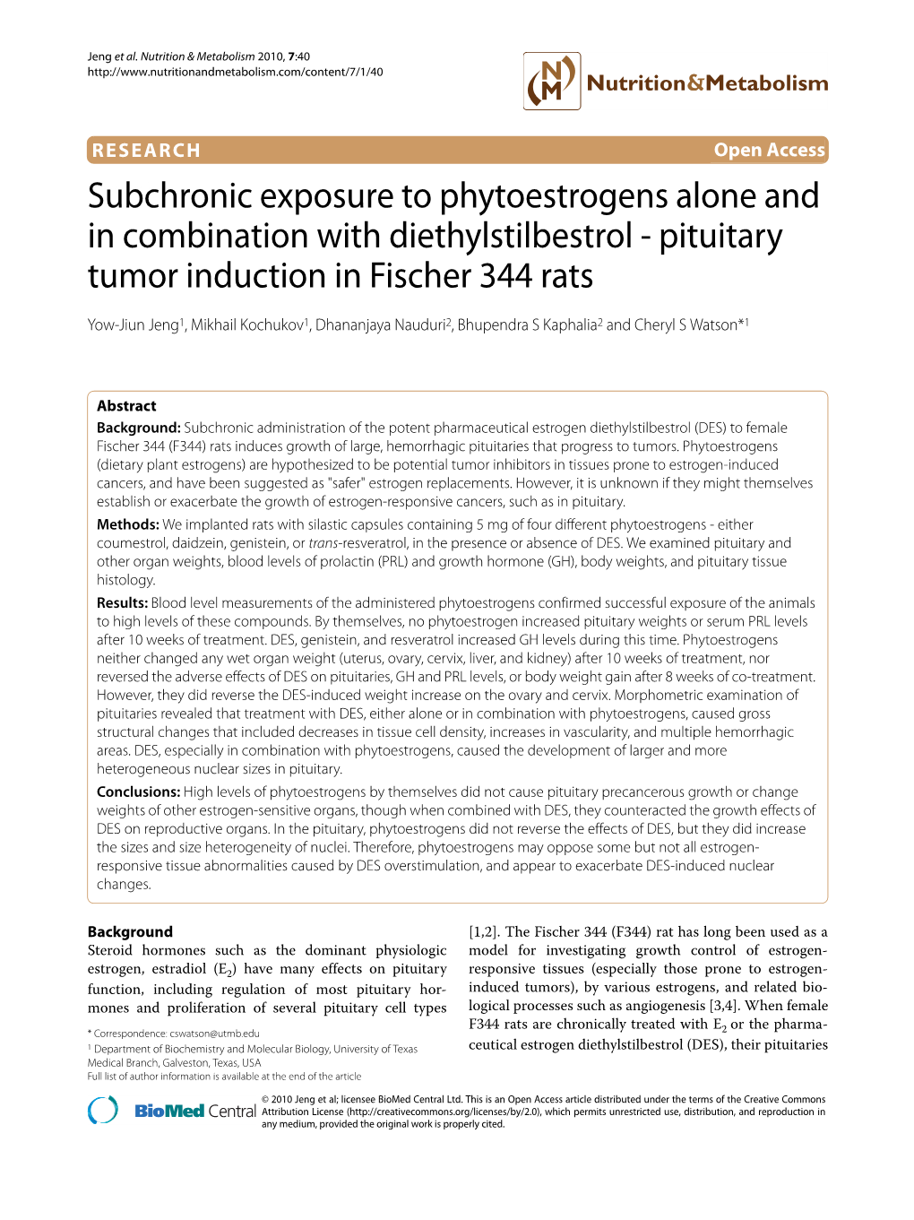 Pituitary Tumor Induction in Fischer 344 Rats