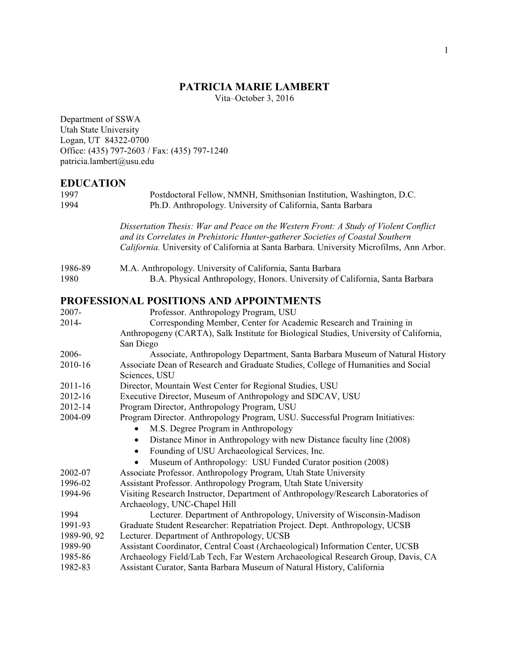 1997 Postdoctoral Fellow, NMNH, Smithsonian Institution, Washington, D.C