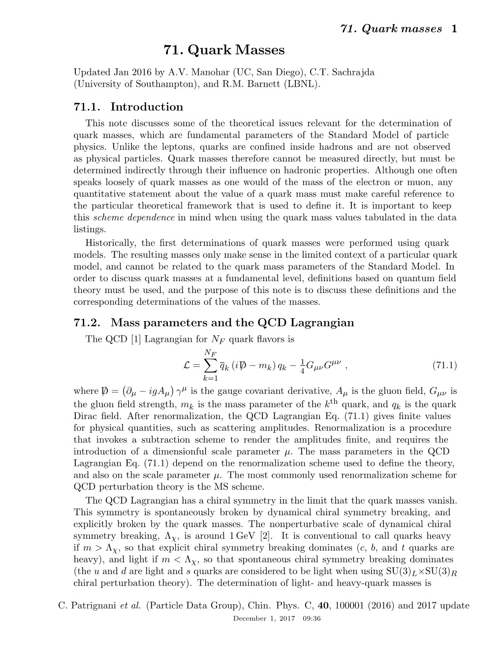 Quark Masses 1 71