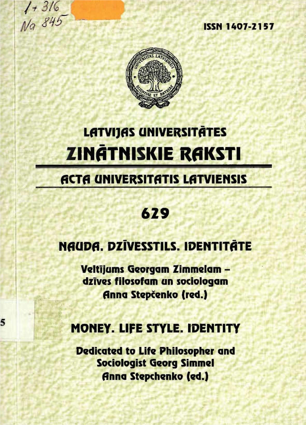 ZINĀTNISKIE Rfiksti Fictfi Ciniversitfitis Lfitviensis