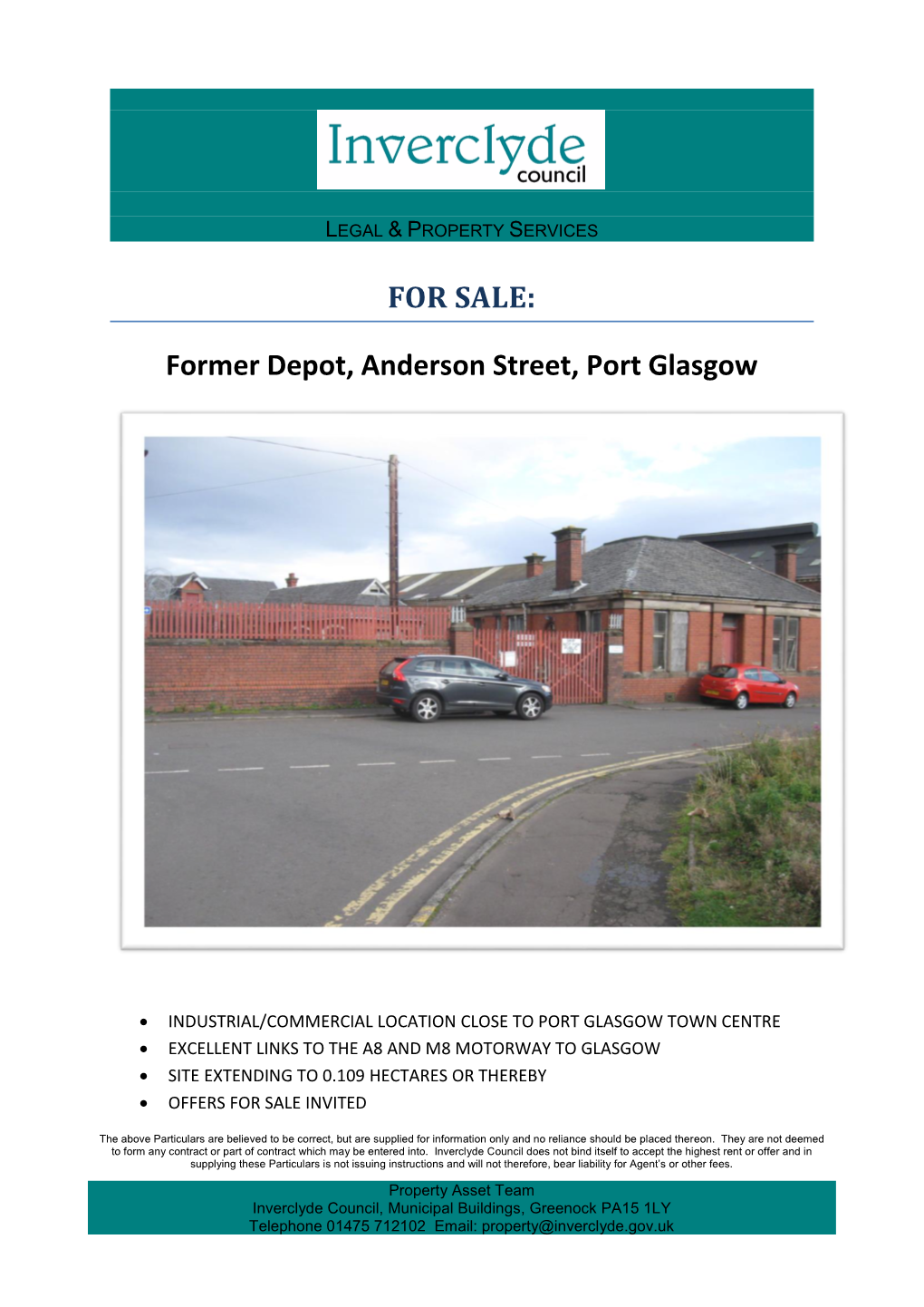 Former Depot, Anderson Street, Port Glasgow