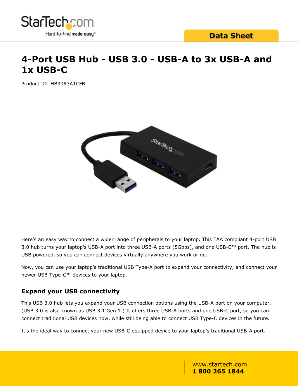 4-Port USB 3.0 Hub with USB-C | USB Hubs