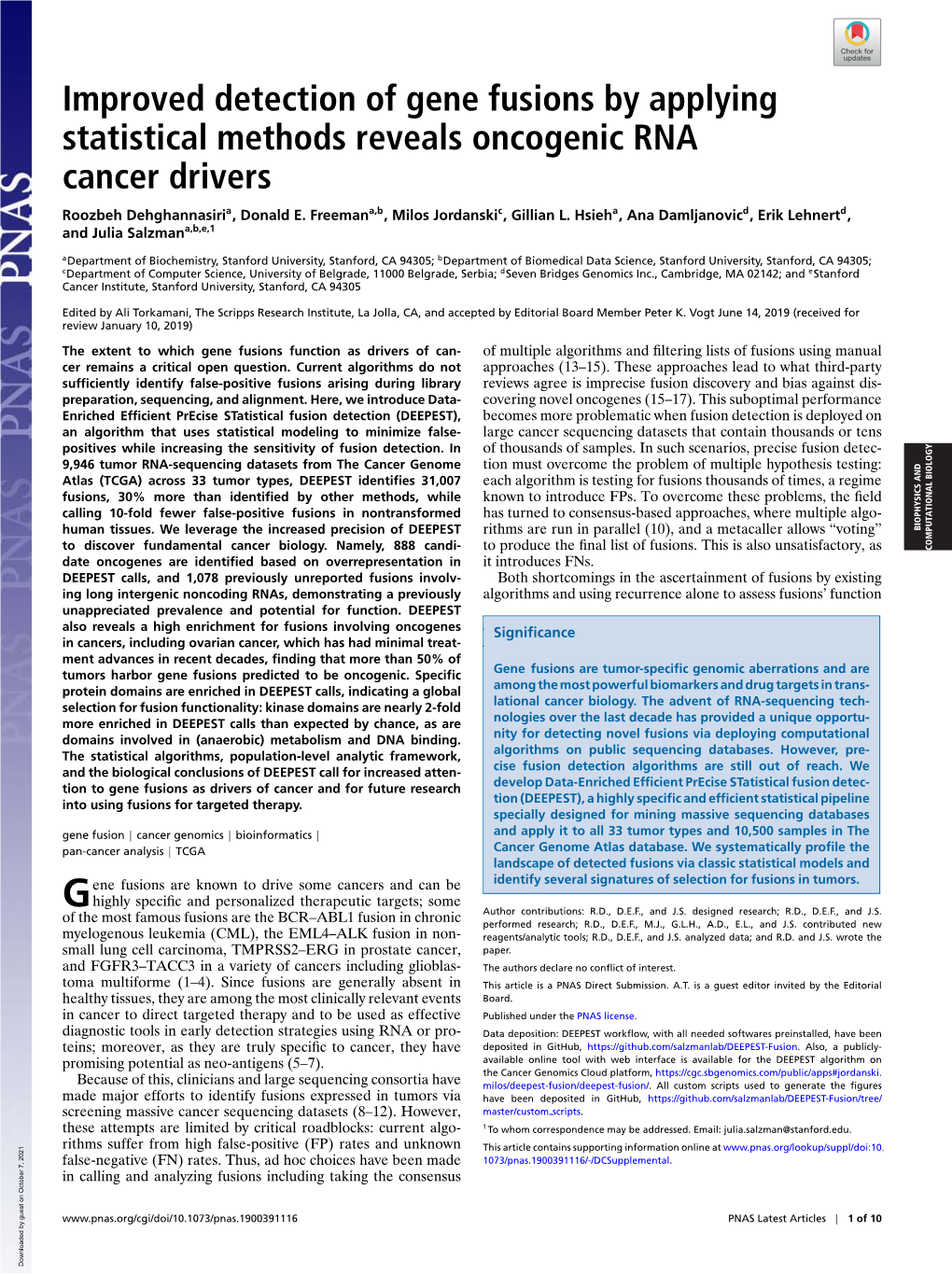 Improved Detection of Gene Fusions by Applying Statistical Methods Reveals