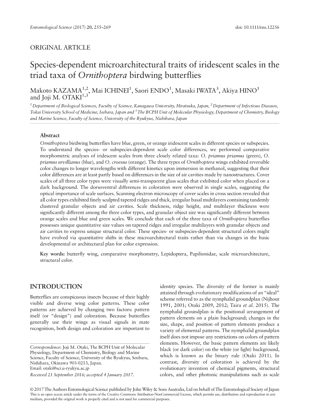 Species-Dependent Microarchitectural Traits of Iridescent Scales in the Triad Taxa of Ornithoptera Birdwing Butterflies