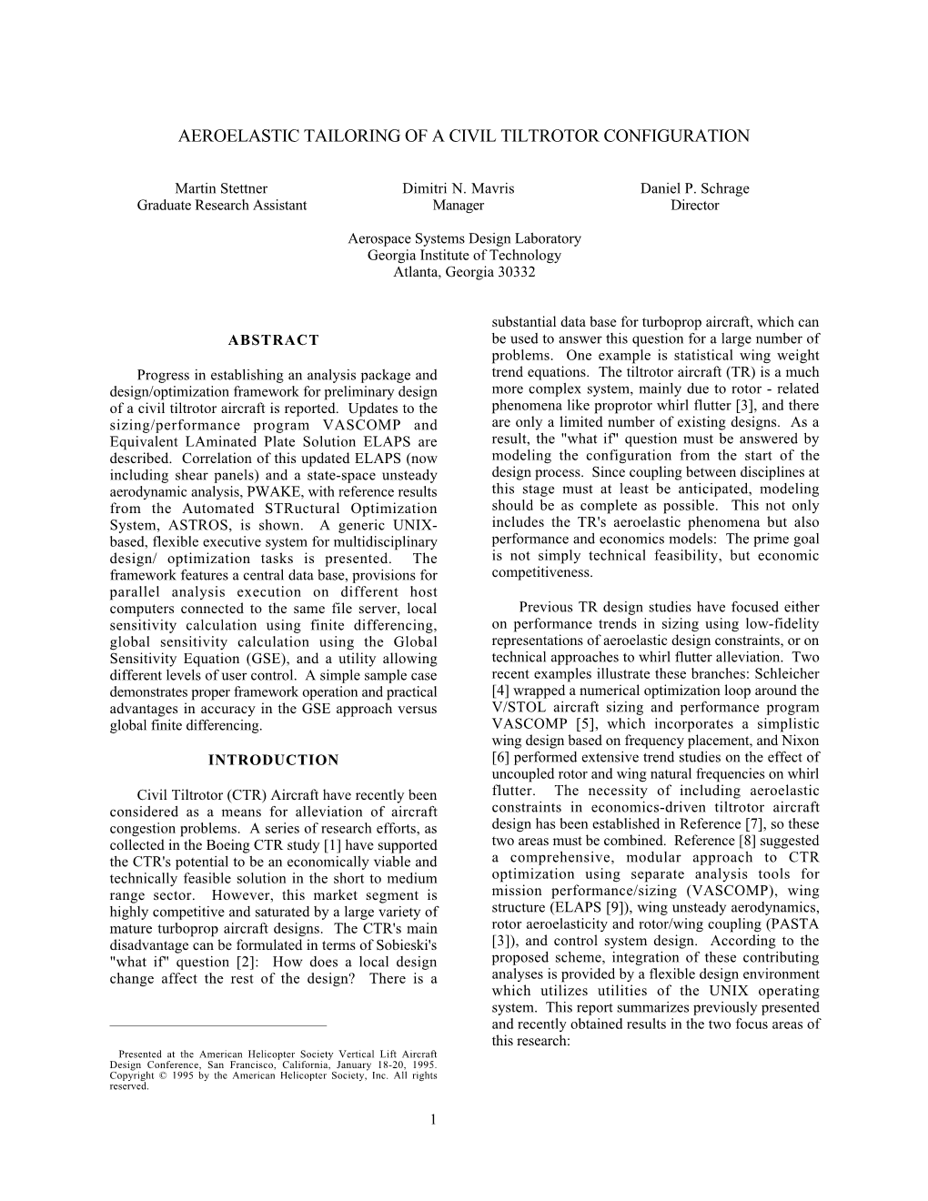 Aeroelastic Tailoring of a Civil Tiltrotor Configuration