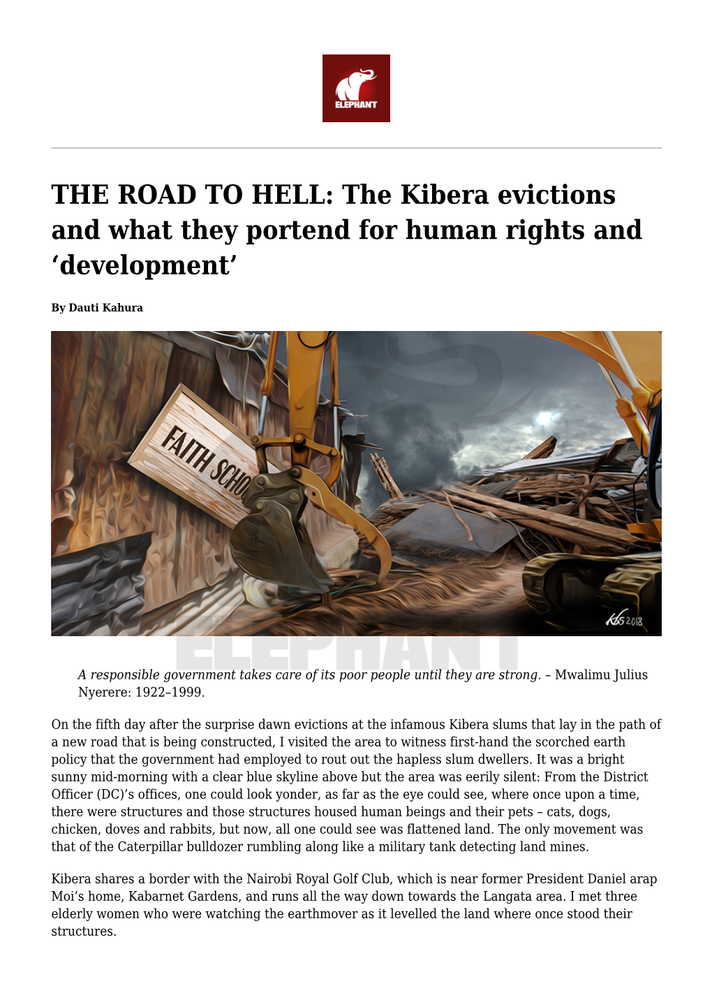 The Kibera Evictions and What They Portend for Human Rights and ‘Development’