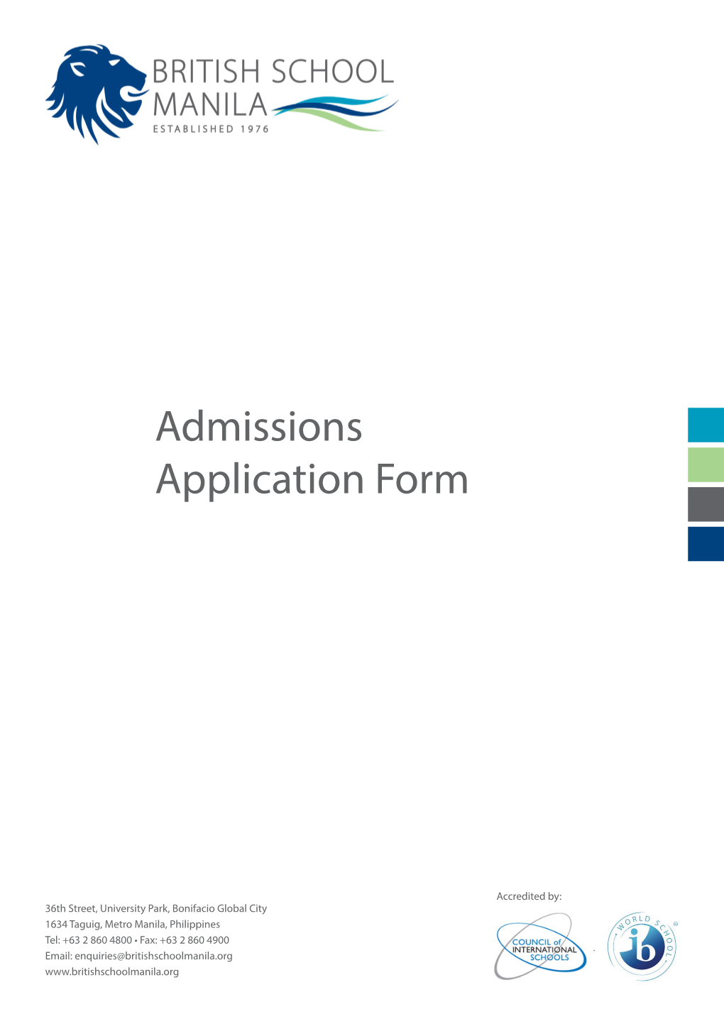 Admissions Application Form