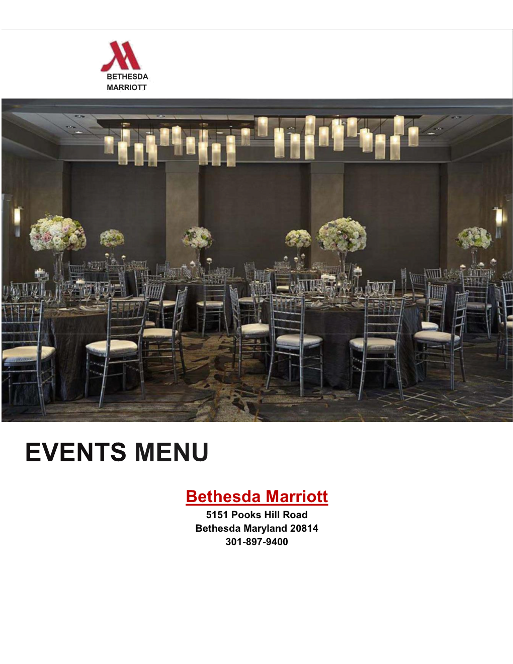 Bethesda Marriott Event Menus 2020