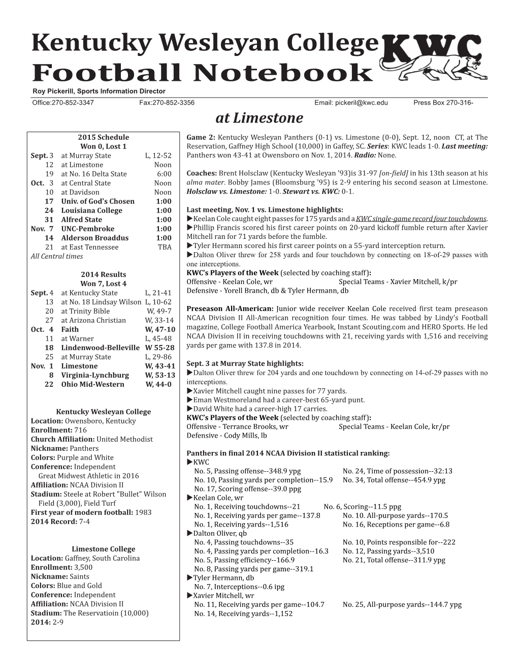 Limestone Game Notes 15.Indd