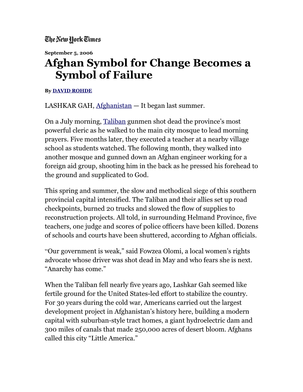 Afghan Symbol for Change Becomes a Symbol of Failure