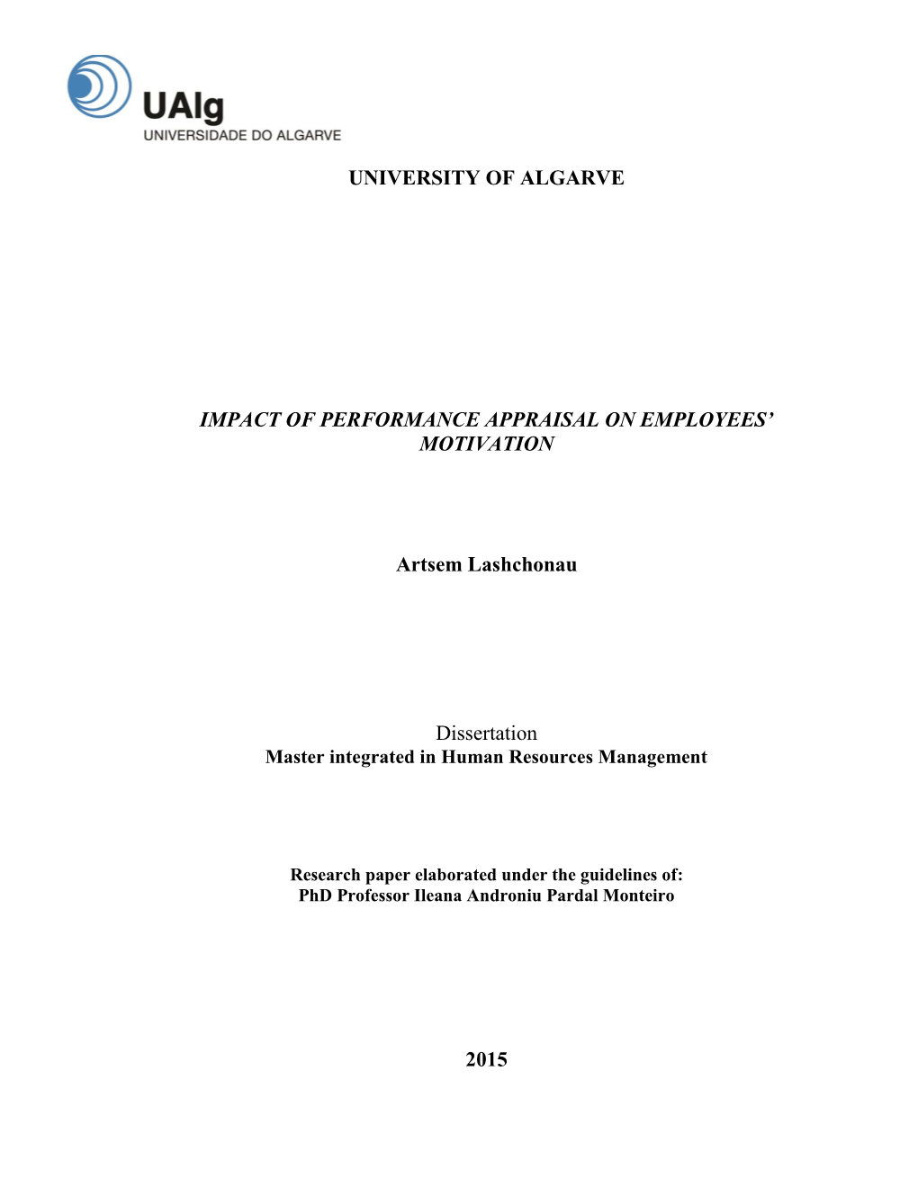University of Algarve Impact of Performance Appraisal