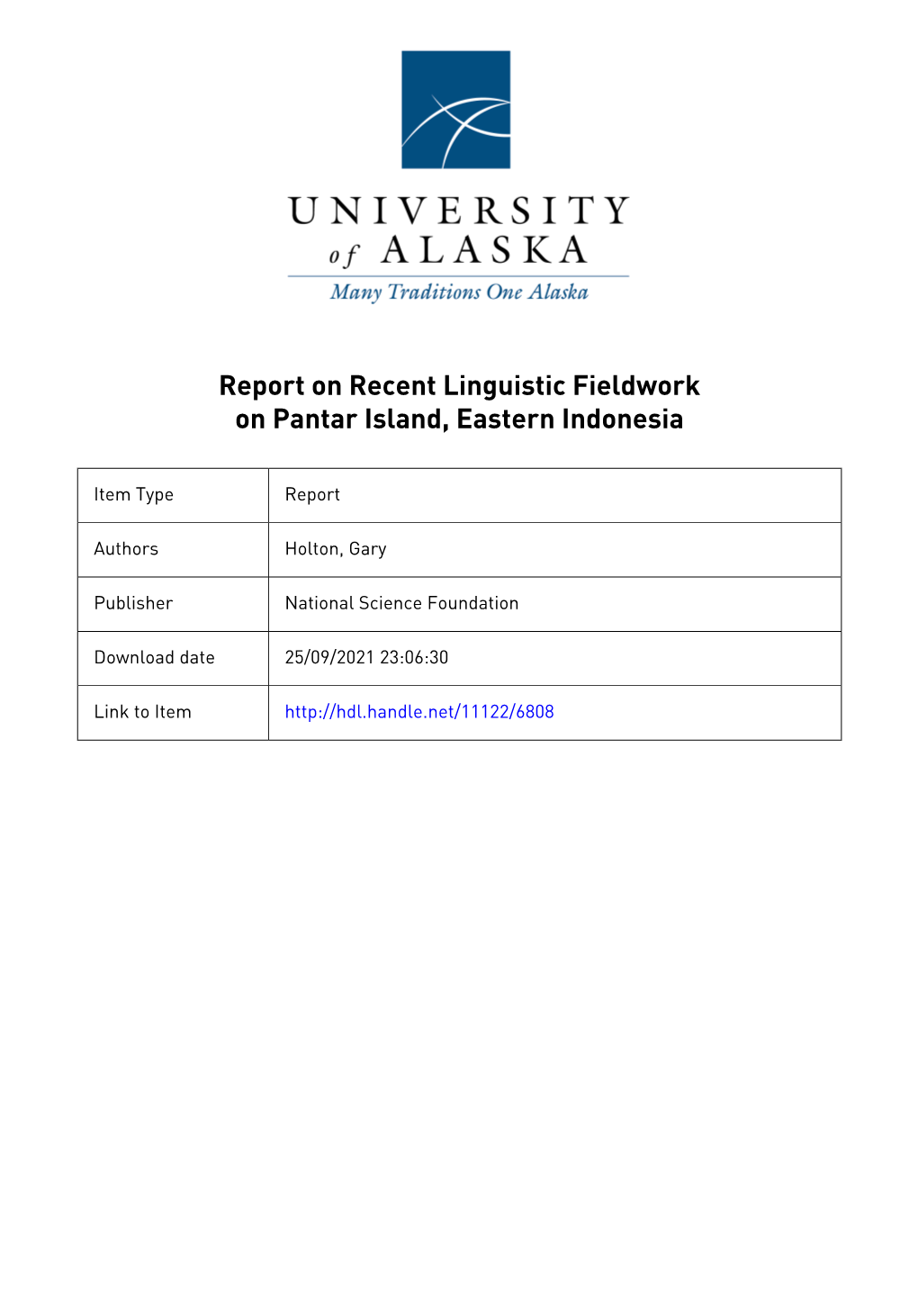 Report on Recent Linguistic Fieldwork on Pantar Island, Eastern Indonesia