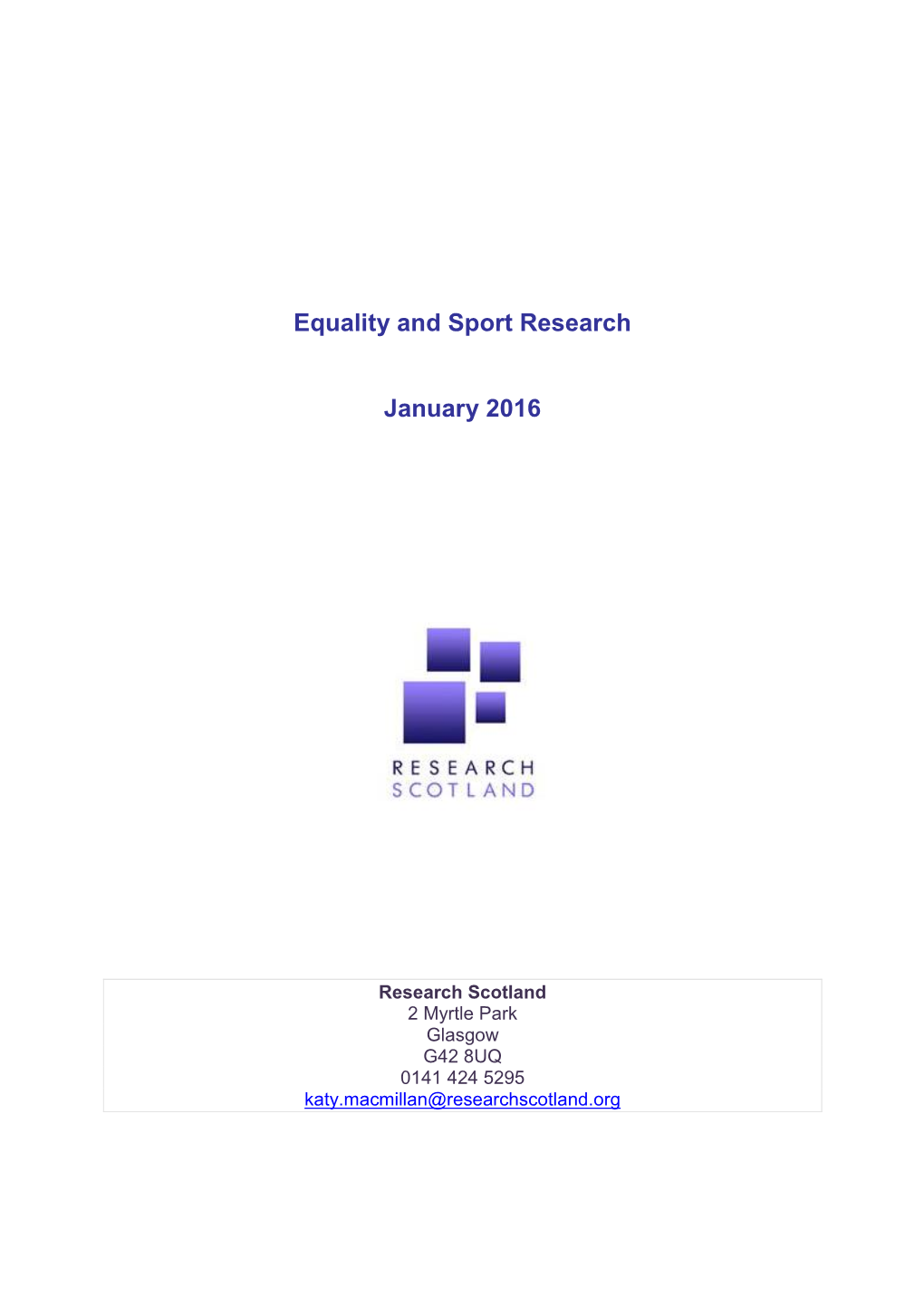 Equality and Sport Research January 2016