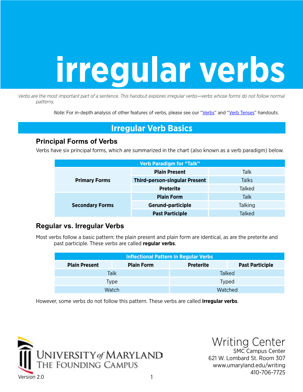 Irregular Verbs Verbs Are the Most Important Part of a Sentence