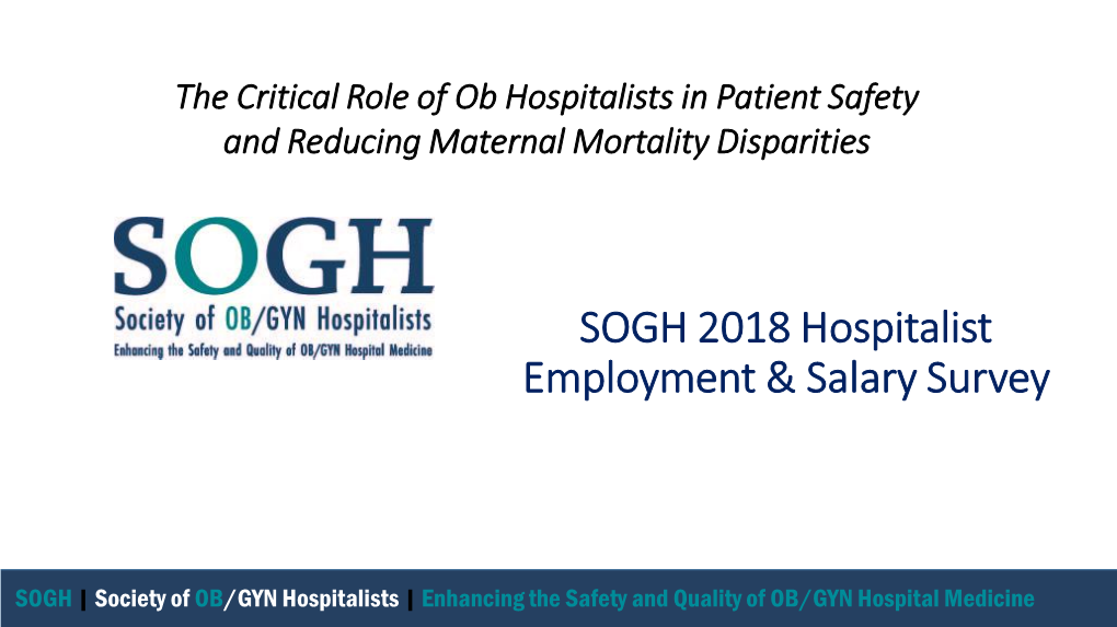 SOGH 2018 Hospitalist Employment & Salary Survey
