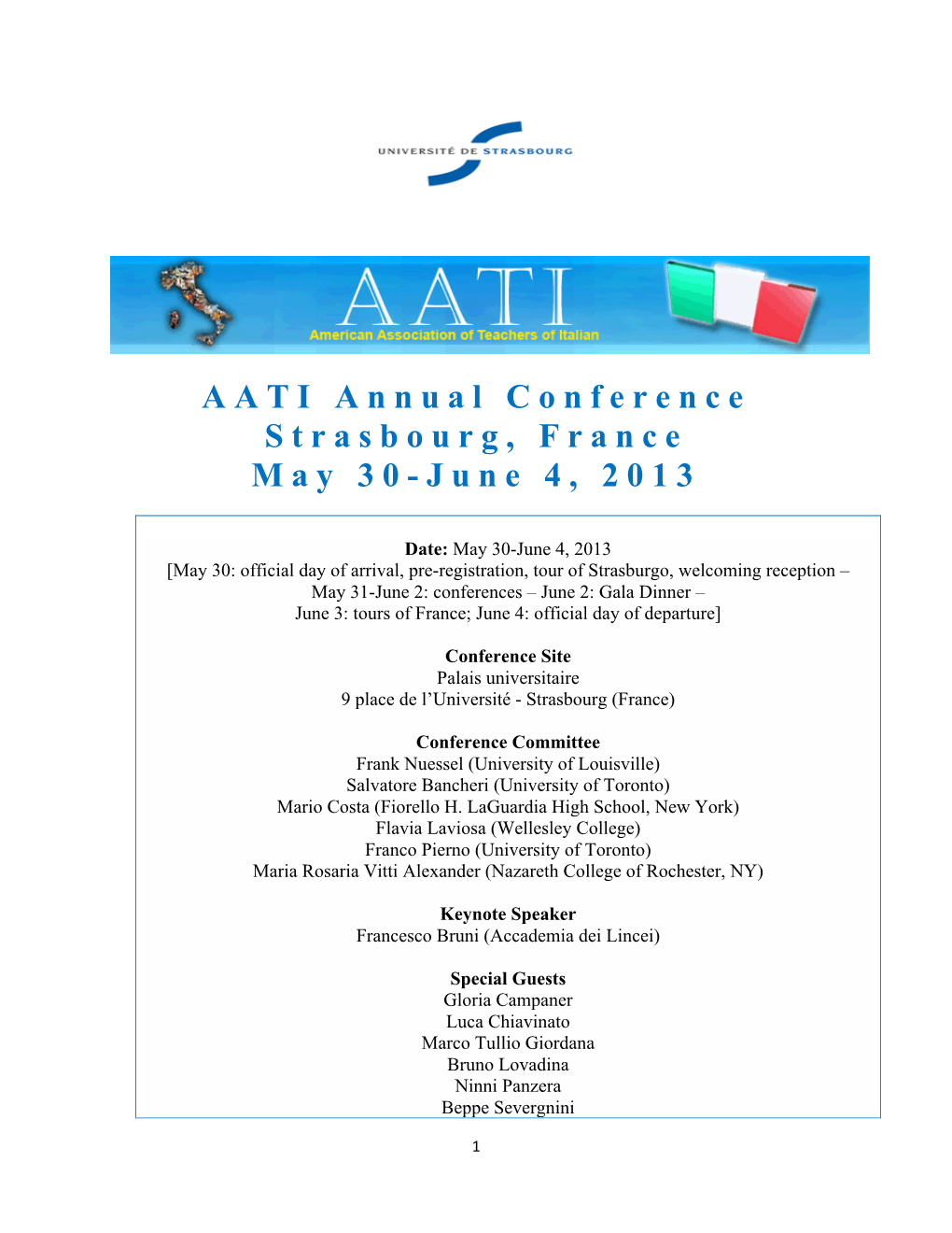 AATI Annual Conference Strasbourg, France May 30- June 4, 2013