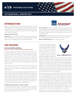 UID QUARTERLY: Winter 2011 Tracking Solutions