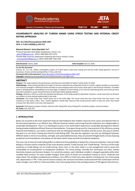 Vulnerability Analysis of Turkish Banks Using Stress Testing and Internal Credit Rating Approach