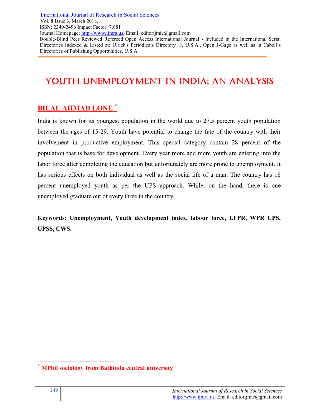 case study on youth unemployment in india