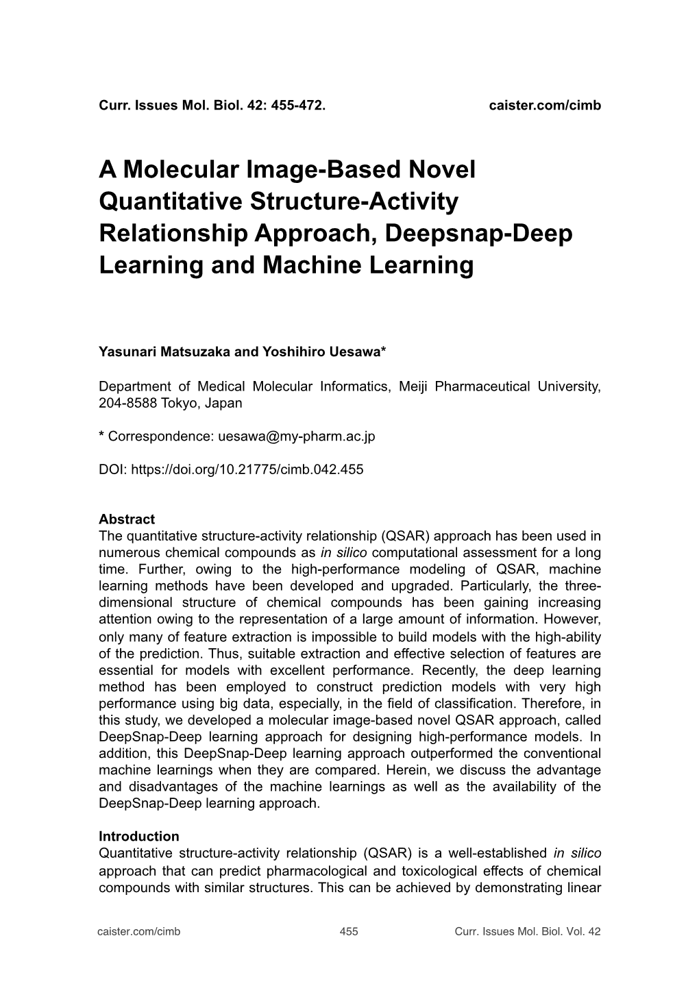 A Molecular Image-Based Novel Quantitative Structure-Activity Relationship Approach, Deepsnap-Deep Learning and Machine Learning