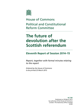 The Future of Devolution After the Scottish Referendum