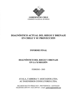 Diagnóstico Actual Del Riego Y Drenaje En Chile Y Su Proyección