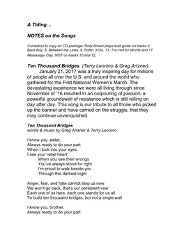 NOTES on the -A Tiding- Songs 2