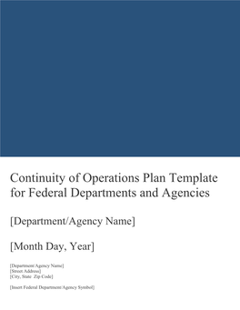 FEMA Continuity of Operations Plan Template Instructions