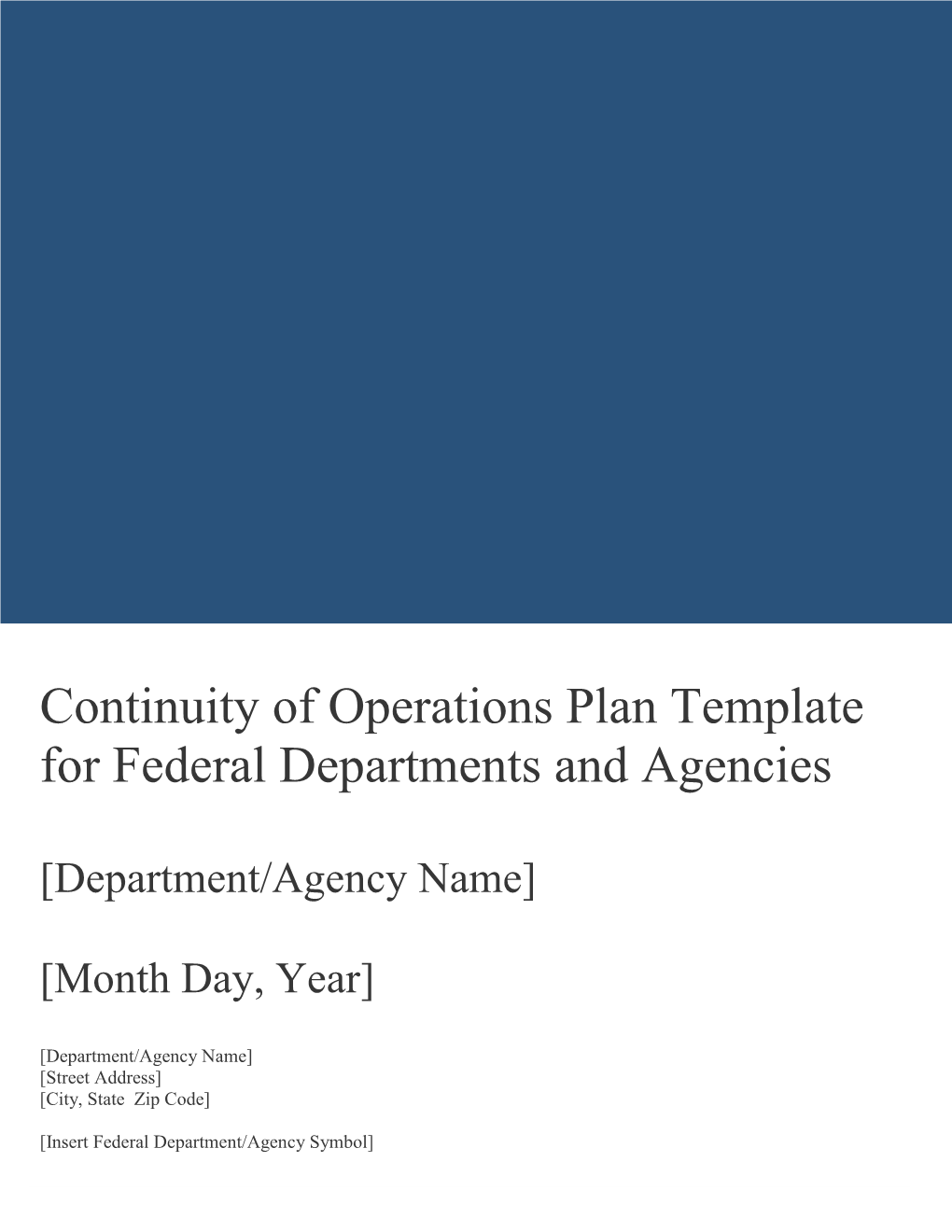 FEMA Continuity of Operations Plan Template Instructions DocsLib