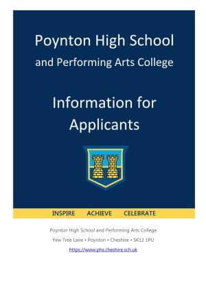 Poynton High School Information for Applicants