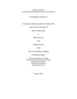 Protest Or Politics? Varieties of Teacher Representation in Latin America