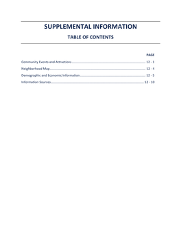 Supplemental Information Table of Contents